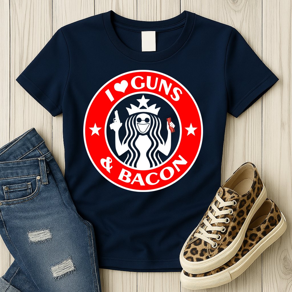 I Love Guns And Bacon Womens T-Shirt