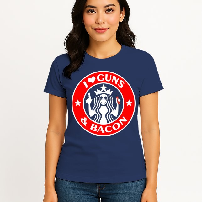 I Love Guns And Bacon Womens T-Shirt