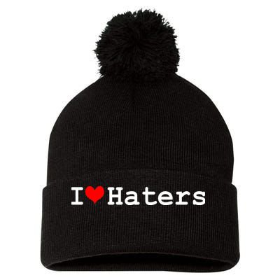 I Love Haters Pom Pom 12in Knit Beanie