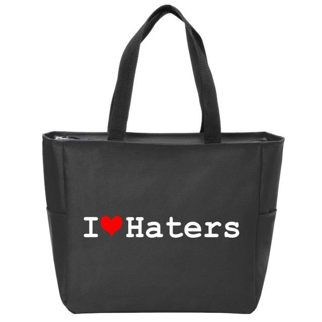 I Love Haters Zip Tote Bag