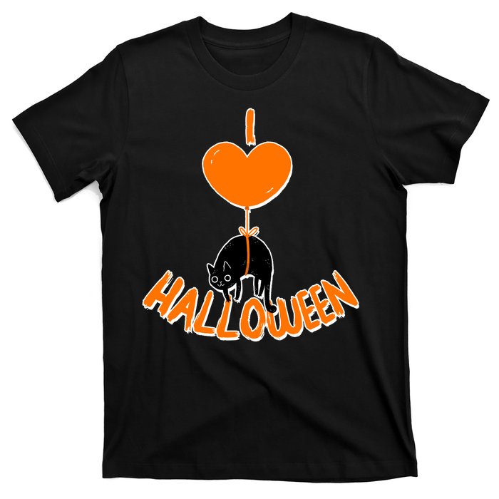 I Love Heart Halloween Cute Black Cat Balloon T-Shirt