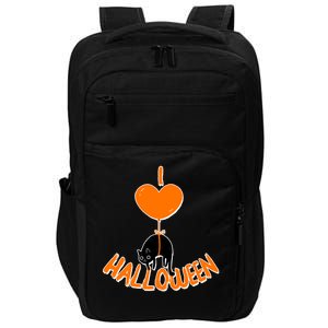 I Love Heart Halloween Cute Black Cat Balloon Impact Tech Backpack