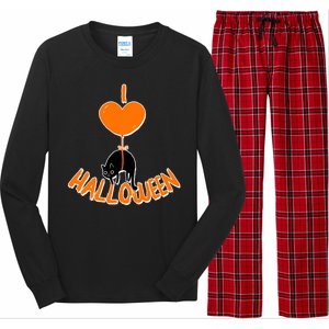 I Love Heart Halloween Cute Black Cat Balloon Long Sleeve Pajama Set