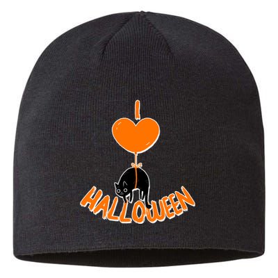 I Love Heart Halloween Cute Black Cat Balloon Sustainable Beanie