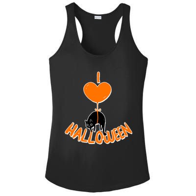 I Love Heart Halloween Cute Black Cat Balloon Ladies PosiCharge Competitor Racerback Tank