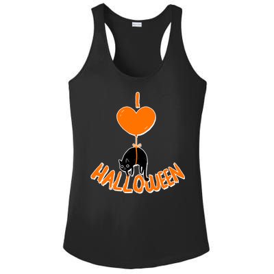 I Love Heart Halloween Cute Black Cat Balloon Ladies PosiCharge Competitor Racerback Tank