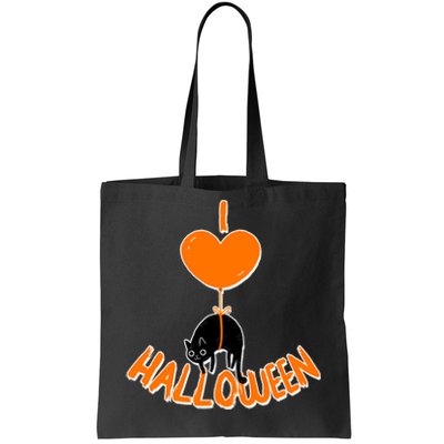 I Love Heart Halloween Cute Black Cat Balloon Tote Bag