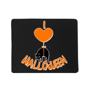 I Love Heart Halloween Cute Black Cat Balloon Mousepad