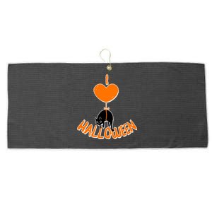 I Love Heart Halloween Cute Black Cat Balloon Large Microfiber Waffle Golf Towel