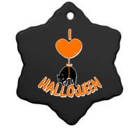 I Love Heart Halloween Cute Black Cat Balloon Ceramic Star Ornament