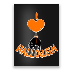 I Love Heart Halloween Cute Black Cat Balloon Poster