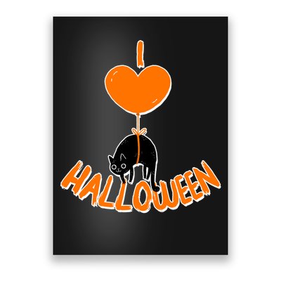 I Love Heart Halloween Cute Black Cat Balloon Poster