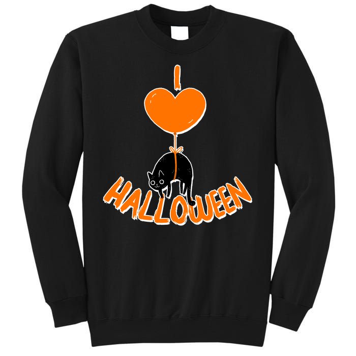 I Love Heart Halloween Cute Black Cat Balloon Tall Sweatshirt