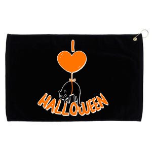 I Love Heart Halloween Cute Black Cat Balloon Grommeted Golf Towel