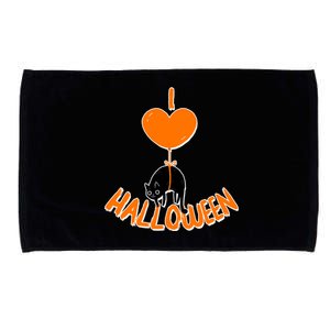 I Love Heart Halloween Cute Black Cat Balloon Microfiber Hand Towel