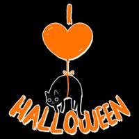 I Love Heart Halloween Cute Black Cat Balloon Kids Hoodie