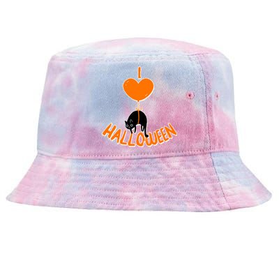 I Love Heart Halloween Cute Black Cat Balloon Tie-Dyed Bucket Hat