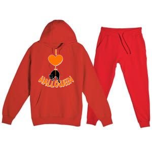 I Love Heart Halloween Cute Black Cat Balloon Premium Hooded Sweatsuit Set