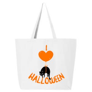 I Love Heart Halloween Cute Black Cat Balloon 25L Jumbo Tote