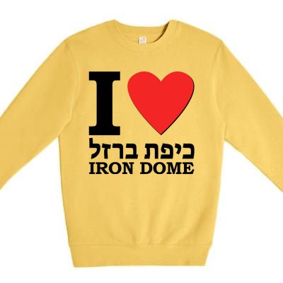 I Love Heart Iron Dome Hebrew Premium Crewneck Sweatshirt