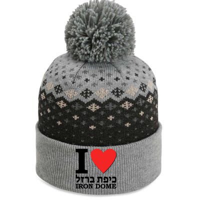 I Love Heart Iron Dome Hebrew The Baniff Cuffed Pom Beanie