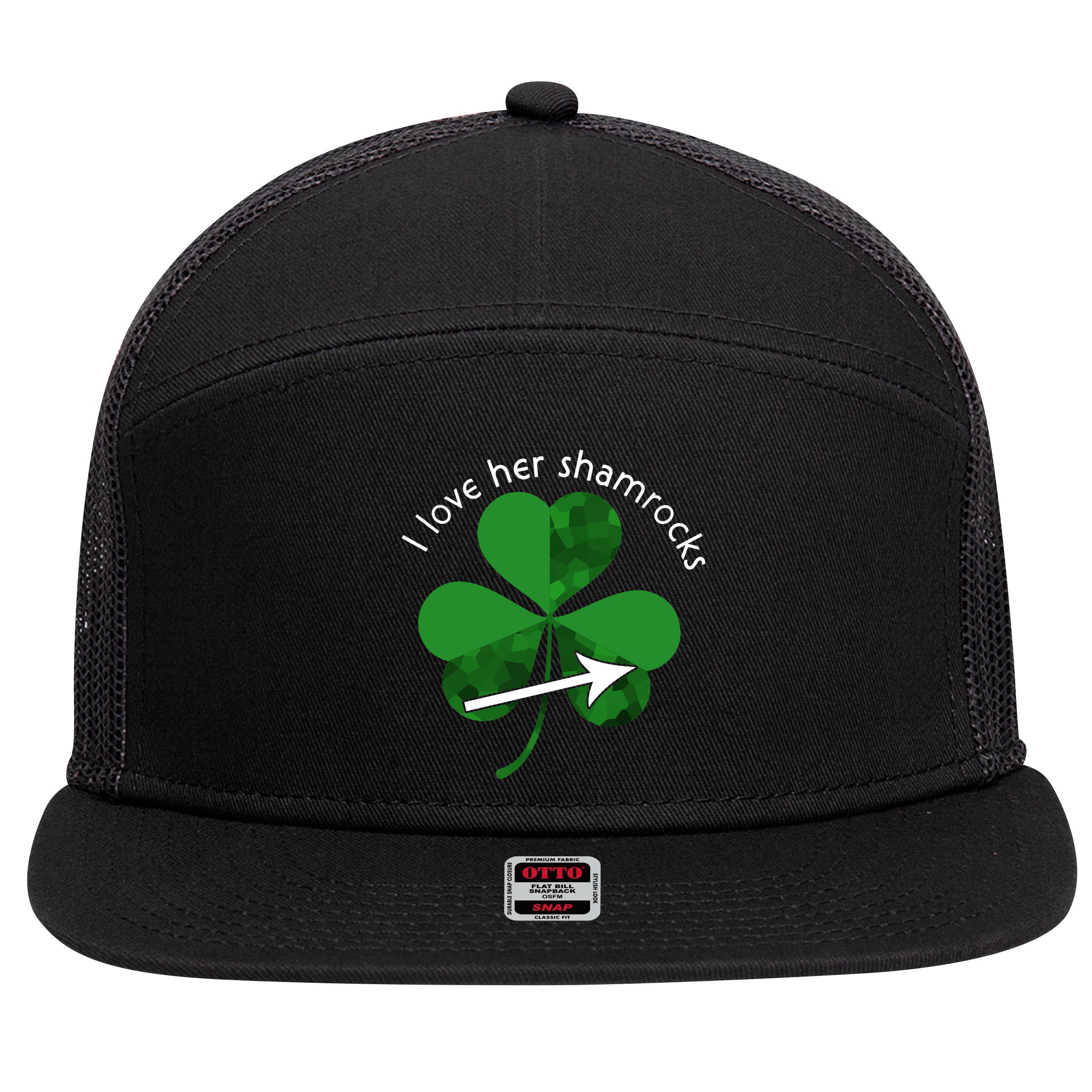 I Love Her Shamrocks 7 Panel Mesh Trucker Snapback Hat