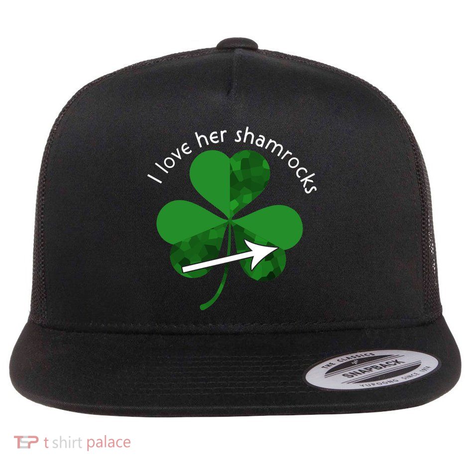 I Love Her Shamrocks Flat Bill Trucker Hat