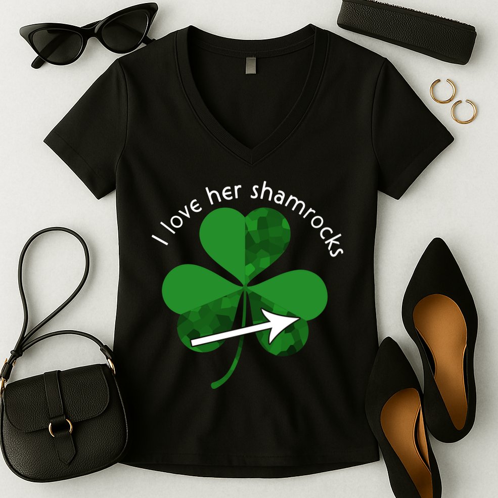 I Love Her Shamrocks Women's V-Neck T-Shirt