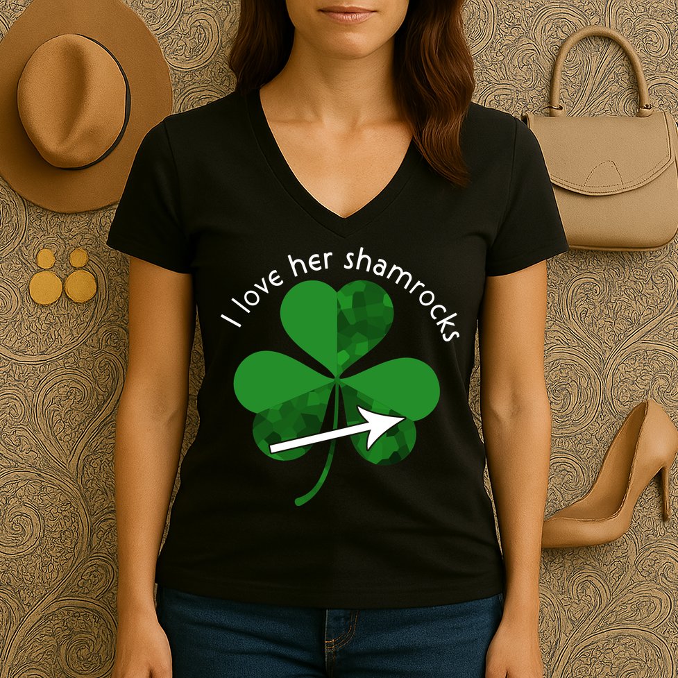 I Love Her Shamrocks Women's V-Neck T-Shirt