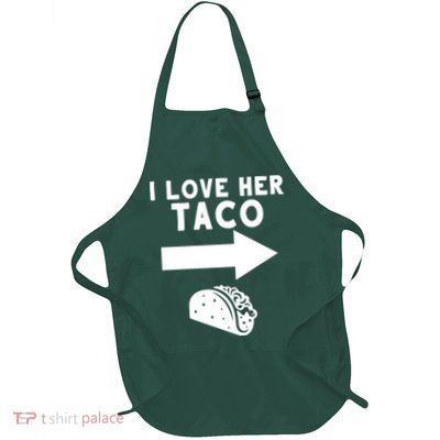 I Love Her Taco Full-Length Apron With Pockets