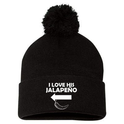 I Love His Jalapeno  Pom Pom 12in Knit Beanie