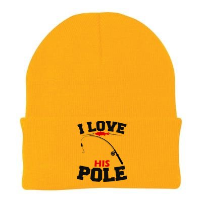 I Love His Pole Funny Fishing Matching Knit Cap Winter Beanie