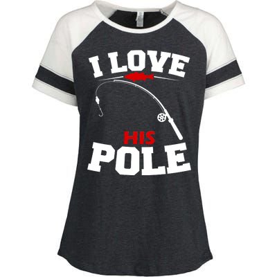 I Love His Pole Funny Fishing Matching Enza Ladies Jersey Colorblock Tee