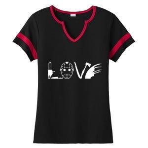 I Love Horror Movies Scary Ladies Halftime Notch Neck Tee