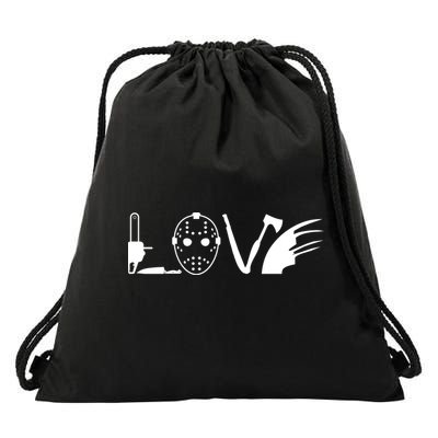 I Love Horror Movies Scary Drawstring Bag