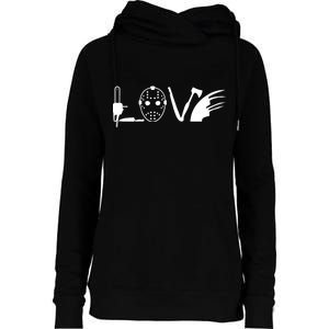 I Love Horror Movies Scary Womens Funnel Neck Pullover Hood