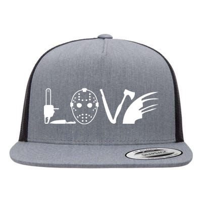 I Love Horror Movies Scary Flat Bill Trucker Hat