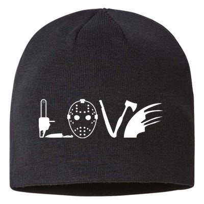 I Love Horror Movies Scary Sustainable Beanie