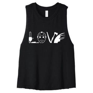 I Love Horror Movies Scary Women's Racerback Cropped Tank