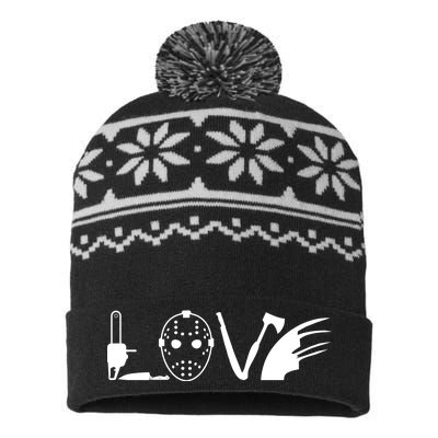 I Love Horror Movies Scary USA-Made Snowflake Beanie