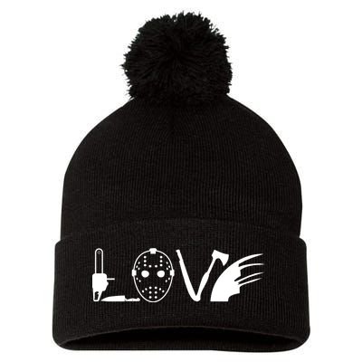 I Love Horror Movies Scary Pom Pom 12in Knit Beanie