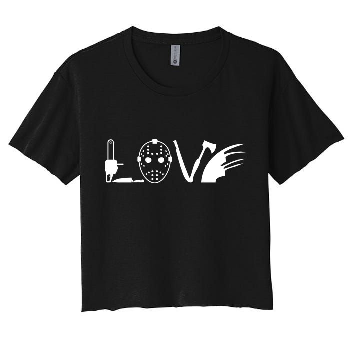 I Love Horror Movies Scary Women's Crop Top Tee