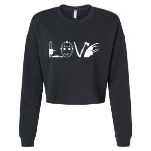 I Love Horror Movies Scary Cropped Pullover Crew