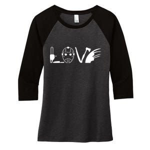 I Love Horror Movies Scary Women's Tri-Blend 3/4-Sleeve Raglan Shirt