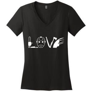 I Love Horror Movies Scary Women's V-Neck T-Shirt