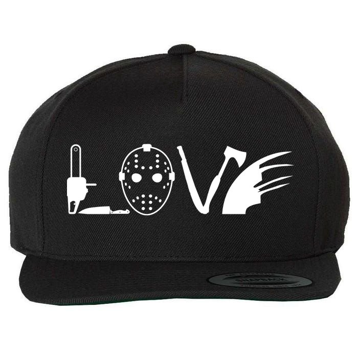 I Love Horror Movies Scary Wool Snapback Cap