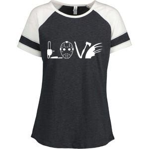 I Love Horror Movies Scary Enza Ladies Jersey Colorblock Tee