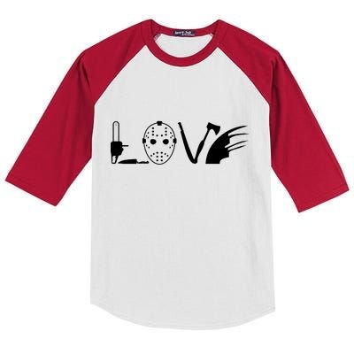 I Love Horror Movies Scary Kids Colorblock Raglan Jersey