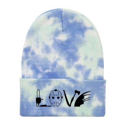 I Love Horror Movies Scary Tie Dye 12in Knit Beanie