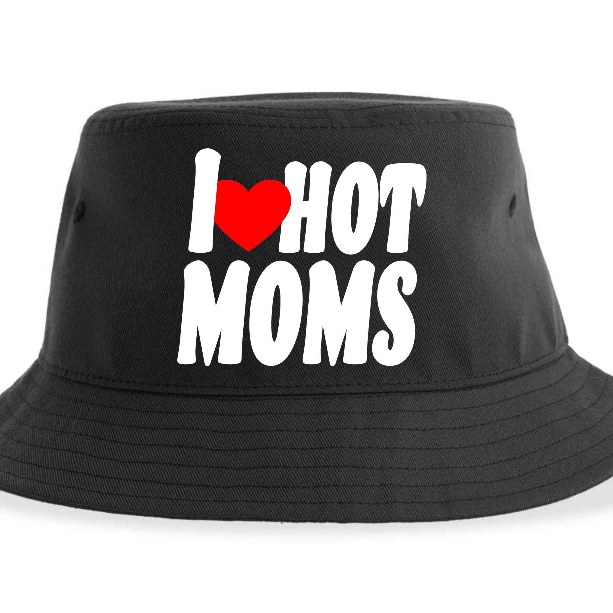 I Love Hot Moms Heart Hot Mothers Sustainable Bucket Hat